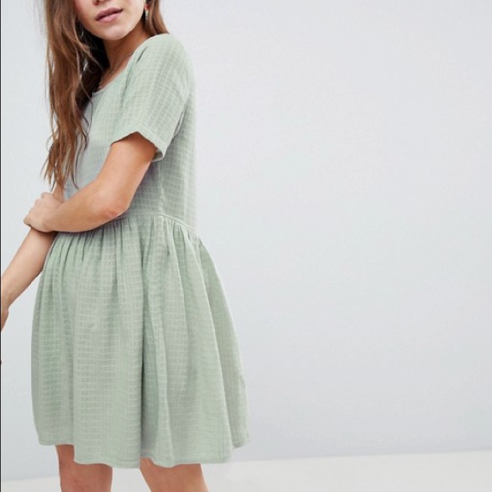 ASOS Mini Dress in Grid Texture - Sage Green